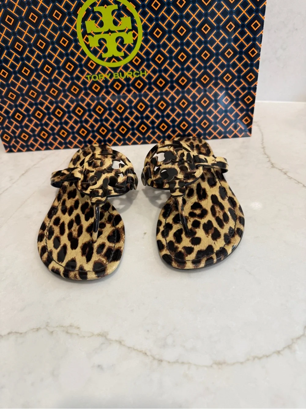 Tory Burch Leopard Print Jelly Thong Sandals - Brown, Black